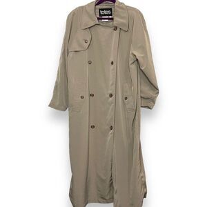 Totes Double Breasted Trench Coat Womens 12 Khaki Tan Brown Pockets Vintage Gorp